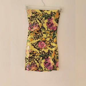 Strapless Floral Edgy Dress